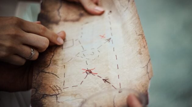 Actor plotting actions on a map