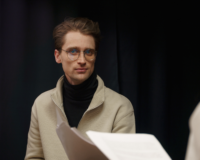 an actor at an audition staring at their scene partner