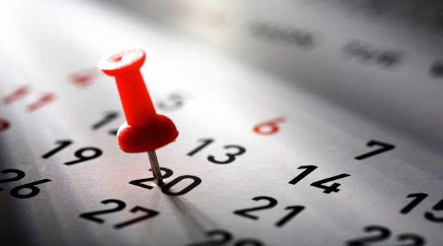 a pin sticking in the day of a calendar ... perhaps a day in the life of an actor?