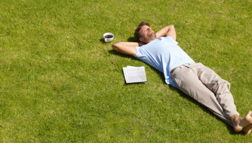 an actor, lying on the grass wondering to himself "is acting easy?"