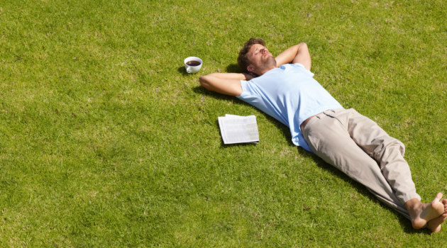 an actor, lying on the grass wondering to himself "is acting easy?"