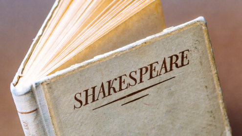 a book of shakespeare, likely full of iambic pentameter...