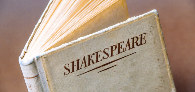 a book of shakespeare, likely full of iambic pentameter...
